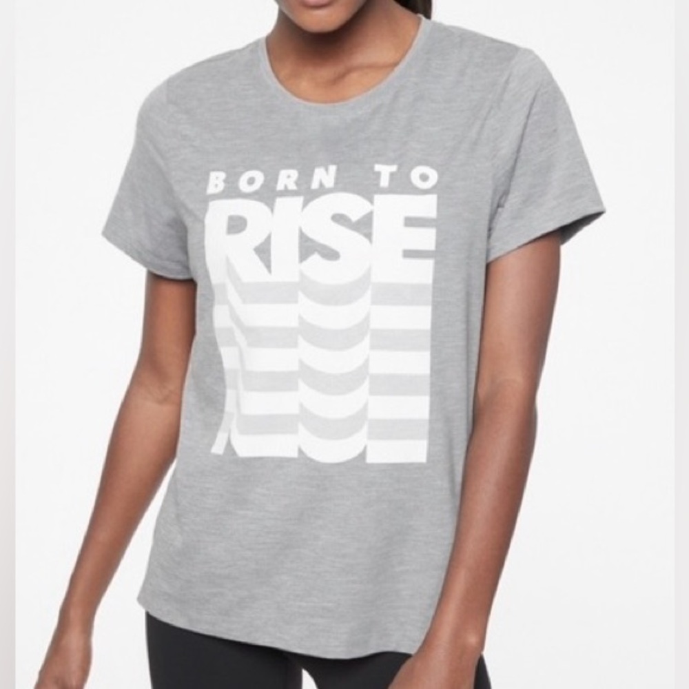 💪🏻ATHLETA, Size Medium, Short Sleeve, “Born To Rise” Graphic T-Shirt
